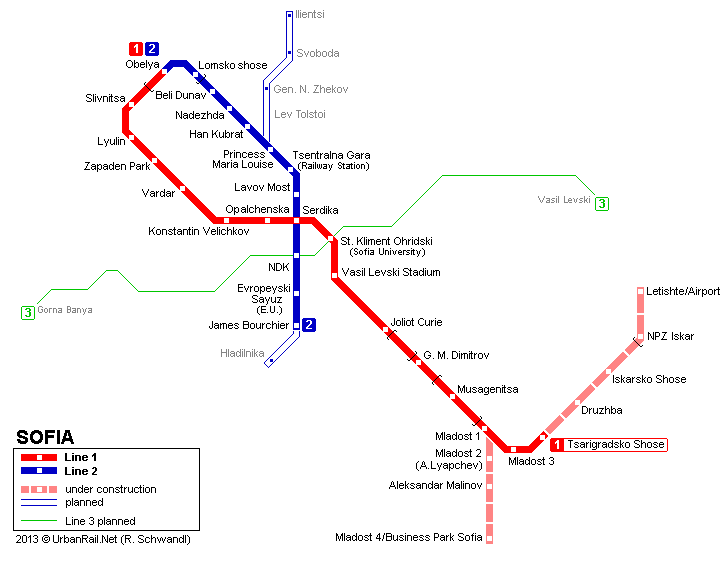 Карта метро г. София