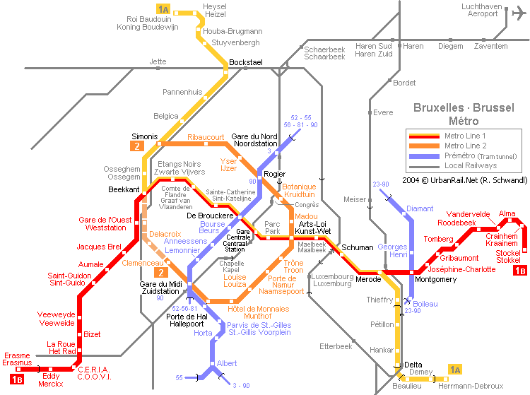 Схема метро г. Брюсселя