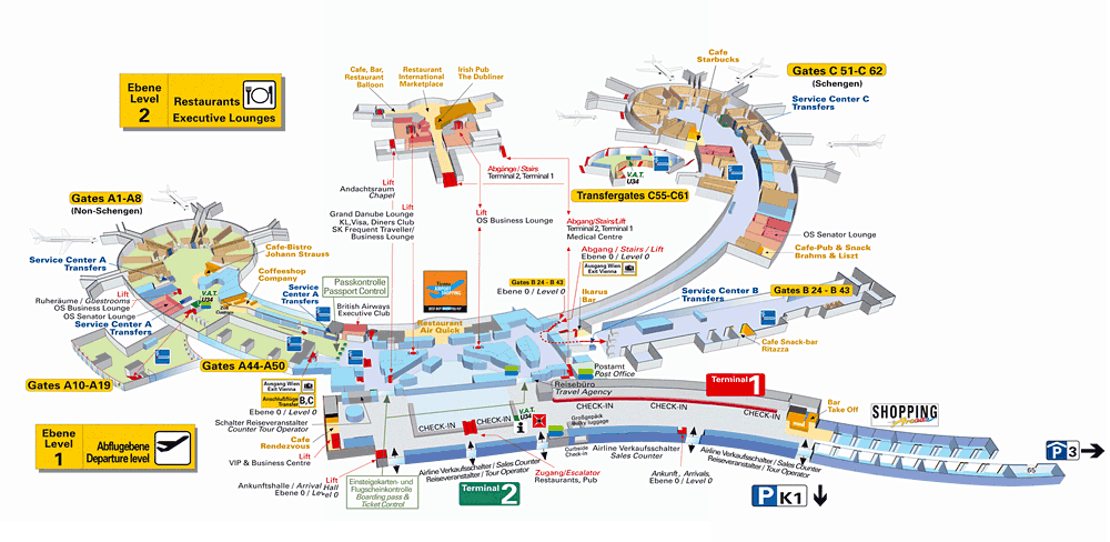 Карта Венского аэропорта