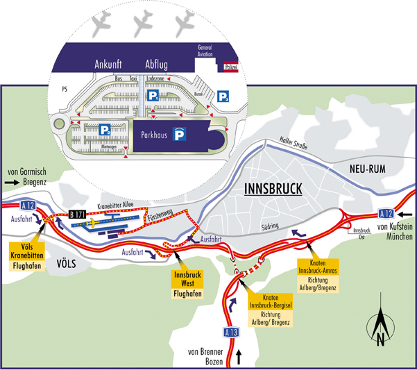 Схема аэропорта Инсбрук