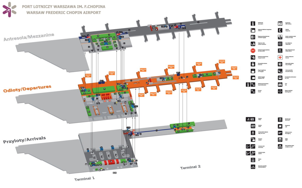 Схема международного аэропорта Варшавы