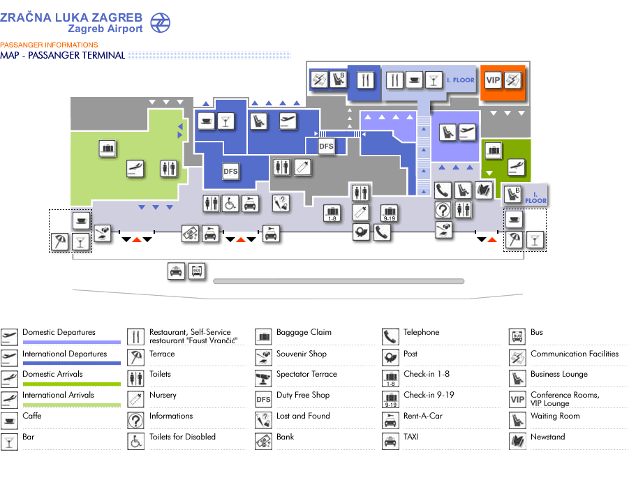 Схема международного аэропорта Загреб, Хорватия