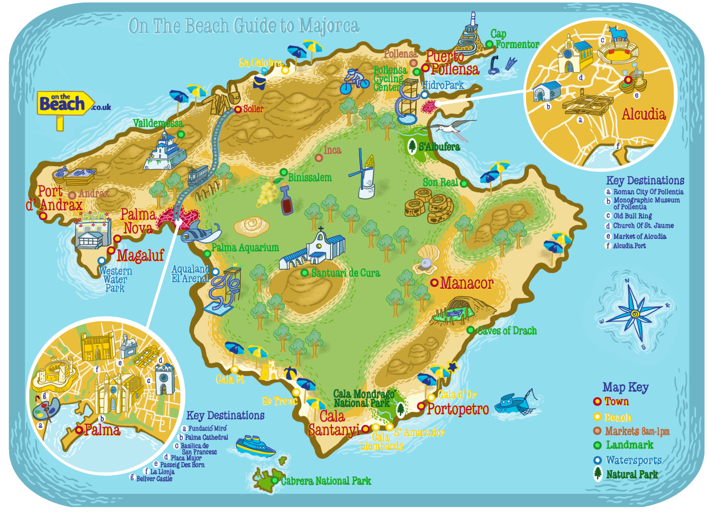 Карта пляжей острова Майорка